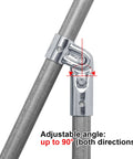 Ten Pack Beefed Up Adjustable Angle Pipe Clamp Connectors For 3/4 Inch EMT Conduit showing 90 degree pivot capability on galvanized steel.