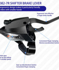 Close-up of All In One 21 Speed Bike Shifter Lever Kit with ergonomic design and gear view window, KD82 3x7 gear system.