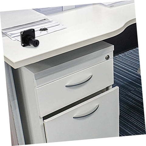 Premium Zinc Alloy File Cabinet Lock Replacement Cam Key Set For Locking Desk Drawers Office Files And Storage Boxes With Two Keys installed on a white desk.