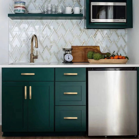 Kitchen cabinets with brushed gold cabinet handles set of 2 with 5 inch hole centers solid zinc alloy drawer pulls in brushed brass finish