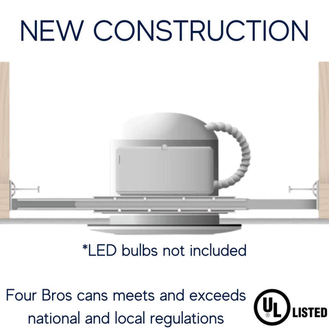 Six Inch LED Recessed Can Light For New Construction With Air Tight IC Housing Sloped Ceiling Compatible TP24 Base Energy Efficient