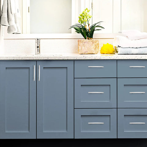 30 Pack 6 Inch Curved Cabinet Pulls Brushed Nickel Zinc Alloy for Kitchen Cupboards And Drawers Arch Style Handles installed