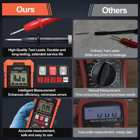 Comparison of Must Have All In One Digital Multimeter Volt Meter TRMS 4000 Counts with another multimeter, highlighting quality and accuracy.