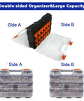 All In One Must Have 1575 Piece Stainless Steel Nuts And Bolts Kit With SAE Size Variety, orange double-sided organizer box open