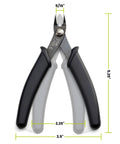 Front view of trueCABLE precision flush cutter with black/gray non-slip handles; carbon steel jaws, cuts up to 16 AWG.