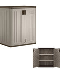 36-Inch Resin Base Garage Storage Cabinet In Platinum, garage-ready build with double wall construction, doors open view