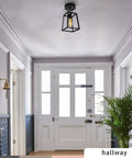 Industrial Farmhouse Pendant Light For Kitchen Island And Dining Room 1 Light Modern Lantern Ceiling Fixture in hallway