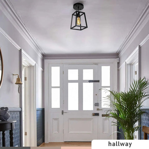 Industrial Farmhouse Pendant Light For Kitchen Island And Dining Room 1 Light Modern Lantern Ceiling Fixture in hallway