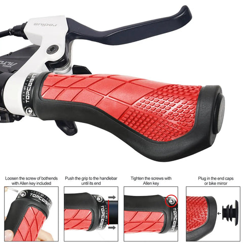 Ergonomic Bike Handlebar Grips With Wide Holding Surface Rubber Non Slip All Day Comfort Aluminum Inner Lock Ring 20-23mm