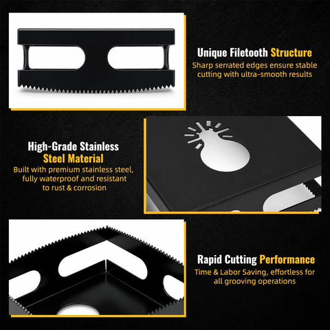 Heavy Duty Stainless Steel Drywall Outlet Box Cutter Blades 2 Pack Oscillating Tool Blades for Electrical Boxes One Step Wood and Drywall Cut Compatible With Dewalt 20V and Milwaukee M18, serrated stainless blade