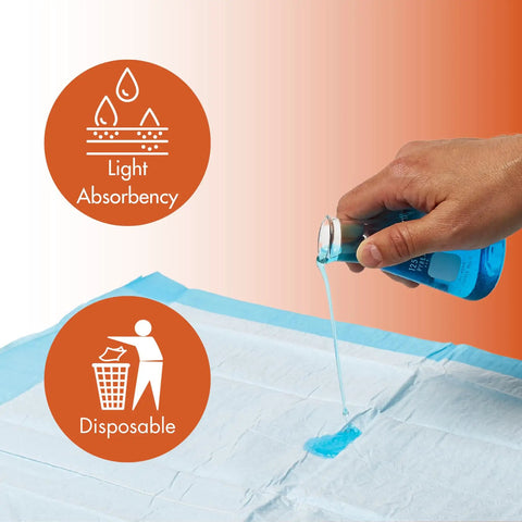 Zero Drama Disposable Underpads 30 x 30 Inch 50 Count Light Absorbency Bed Pads with quilted top sheet being demonstrated for use.