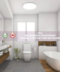 Two Pack Flush Mount LED Ceiling Lights 12 Inch 28W Energy Saving With 3 Color Temperatures in modern bathroom