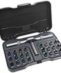 24 In 1 Magnetic Ratchet Screwdriver Set With Detachable Handle in open case showing bits and handle