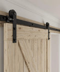 Beefy Heavy Duty Sliding Barn Door Hardware Kit, I Shape Roller, Solid Steel Track, Easy Install, Fits 42 Inch Wide Door Panel