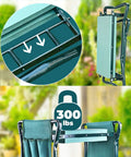 Gardening Kneeler Folding Seat 2 In 1 Grab And Go Garden Bench Lightweight Stool with foldable design, showing 300 lbs capacity