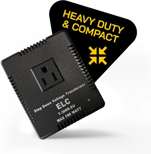 500-Watt Travel Voltage Converter Must-Have Step Down 220V To 110V And 240V To 120V for Hair Tools, heavy-duty compact design