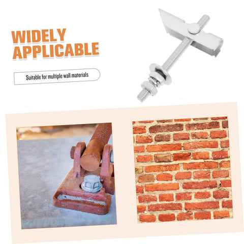 12 Piece Toggle Bolt Kit For Drywall And Brick Walls With Heavy Duty Carbon Steel Anchors, Lightweight Galvanized Design shown and wall materials