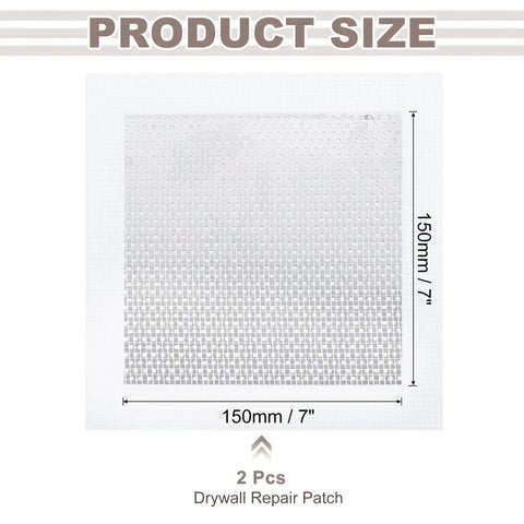 2-Pack 6x6 Inch Peel-And-Stick Drywall Patch Aluminum Mesh for Quick Easy Hole Fix Self-Adhesive Wall Patch Product Size