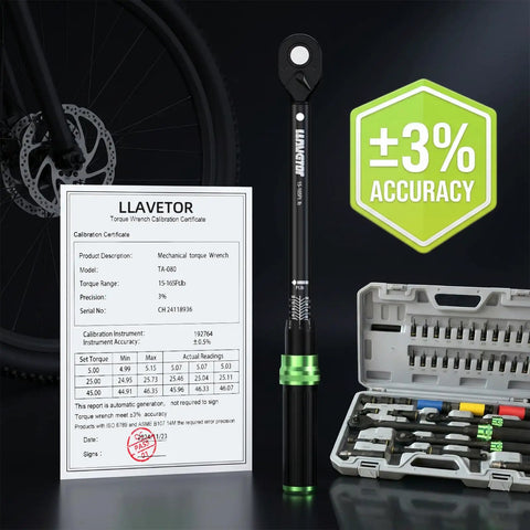 Heavy Duty Pro Grade Torque Wrench Set One Quarter Inch Three-Eighths Inch One Half Inch Drive 41-Piece Kit With Sockets And Extensions 72-Tooth Ratchet 3 Percent Accuracy CR-V Steel For Auto Bike Moto Repair And Industrial Use, 1/2 drive set with calibration certificate