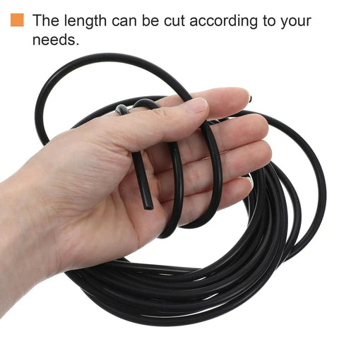 Person holding High Temperature Silicone Vacuum Hose Kit 16.4 Feet Black Outer 5mm Inner 3mm Flexible Auto and Industrial Vacuum Tubing Heat Resistant Line for Cars and Pipelines