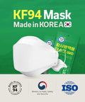 Top Notch KF94 Face Mask With 4 Layer Protection And 3D Design, Breathable Adult Safety Mask White, Made In South Korea