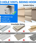 Vinyl Siding Hooks 4 Pack Heavy Duty No Drill Siding Clips for Outdoor Lighting, suitable for traditional, Dutch, and beaded lap.