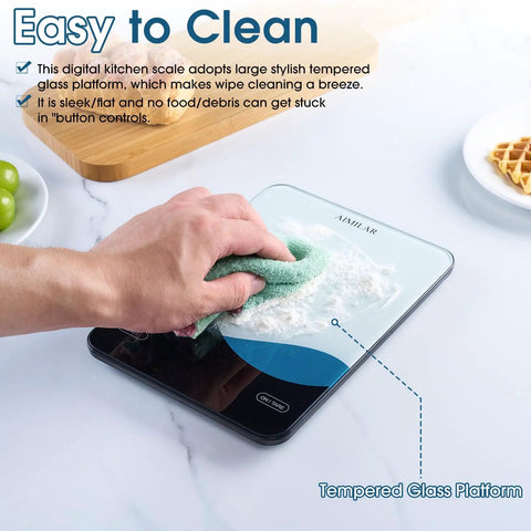 Hand cleaning Bluetooth Kitchen Scale 10kg And 22lb Capacity With Smart Nutrition App Calorie And Macro Tracker USB C Rechargeable