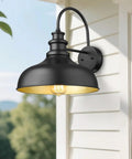 11.4 Inch Dome Barn Light Wall Sconce With E26 Socket Weatherproof Anti Rust Exterior Lighting For Porch Patio Garage Farmhouse Rustic Outdoor Wall Light mounted on house siding