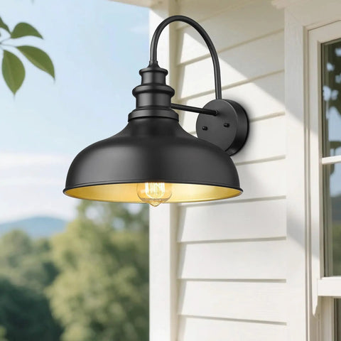 11.4 Inch Dome Barn Light Wall Sconce With E26 Socket Weatherproof Anti Rust Exterior Lighting For Porch Patio Garage Farmhouse Rustic Outdoor Wall Light mounted on house siding