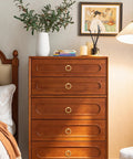 Dresser with 12 Pieces Solid Brass Ring Pull Handles For Dresser Cabinets Wardrobe Doors And Bedroom Furniture Hardware Brushed Gold Finish