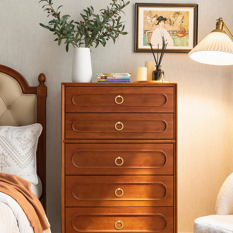 Dresser with 12 Pieces Solid Brass Ring Pull Handles For Dresser Cabinets Wardrobe Doors And Bedroom Furniture Hardware Brushed Gold Finish