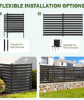 Outdoor Louvered AC Fence Screen Two Panels Privacy Screen For Hiding Air Conditioner Unit and Trash Cans Heavy Duty Rust Resistant Metal