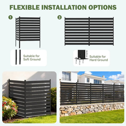 Outdoor Louvered AC Fence Screen Two Panels Privacy Screen For Hiding Air Conditioner Unit and Trash Cans Heavy Duty Rust Resistant Metal