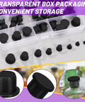 100 Piece Silicone Rubber Plug Kit In Seven Sizes with T Shaped Stopper in transparent box for sealing tubes