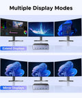 8K At 60Hz HDMI And DisplayPort KVM Switch For Two Computers And Three Monitors Aluminum Enclosure With Four USB 3 Ports And One Click Switch For Seamless Multi Monitor Setup And Durable Build, triple-monitor extend and mirror display modes
