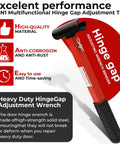 Heavy-duty 4 In 1 Hinge Gap Adjusting Wrench Kit for cabinets and furniture, red steel handle with ergonomic grip.