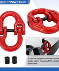 Half Inch Tow Hitch Hammer Lock Safety Chain Adapter Connector Link For Secure Trailer Chains G80 Alloy Steel with red finish