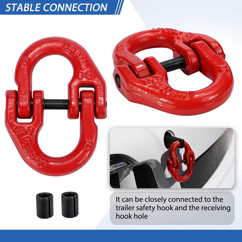Half Inch Tow Hitch Hammer Lock Safety Chain Adapter Connector Link For Secure Trailer Chains G80 Alloy Steel with red finish