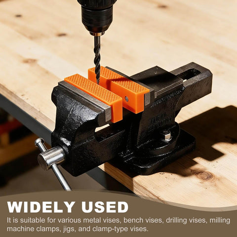 8 Inch Rubber Magnetic Vise Jaw Pads Soft Anti Scratch Jaws For DIY Woodworking Clamping Orange With Built In Magnets