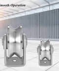 V Groove Wheel Set Stainless Steel Heavy Duty Wire Rope Pulley Block Sliding Gate Rollers on solid surface
