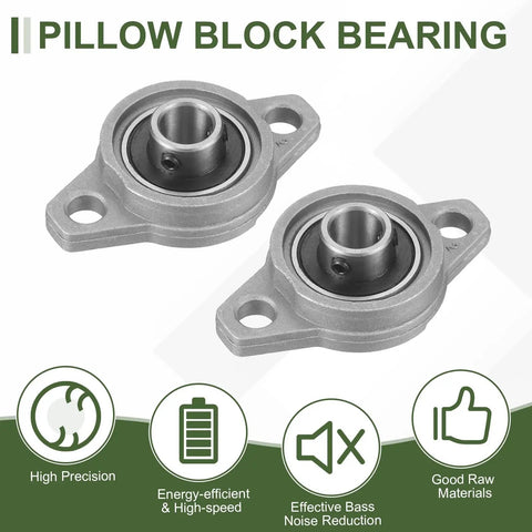Four Pack Pillow Block Bearings 10mm Bore Self Aligning Mounted Flange Bearing Zinc Alloy Steel ABEC5 Rating Heavy Duty Load Capacity Corrosion Resistant Built For Precision Machinery Parts, two mounted units