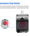 Outdoor IP67 Waterproof Emergency Stop Button With Enclosed Box 660V 10A Quick Shutoff E Stop Push Button Switch front view