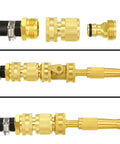 Five Set Garden Hose Quick Connect Fittings Brass Quick Connectors Three Quarter Inch GHT Includes Extra Rubber Washers