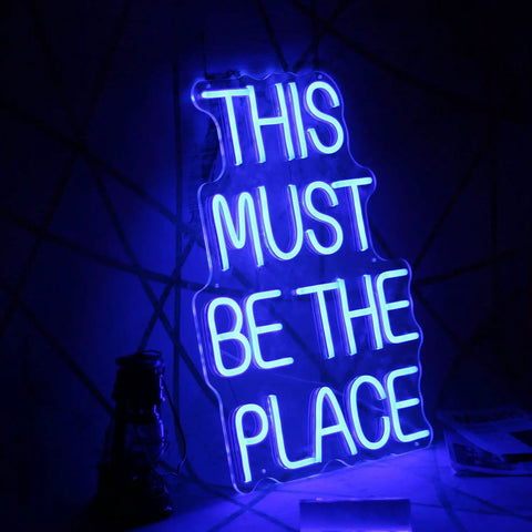 This Must Be The Place Neon Sign Blue Custom Neon Wall Decor For Weddings And Parties And Anniversaries LED Flex Neon Light Sign