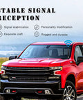 Red Chevy Silverado with Bullet Antenna For Trucks And SUVs Aluminum Short Mast Black Rugged Upgrade