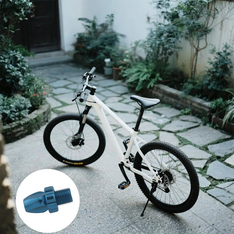White mountain bike with highlight on two pack aluminum alloy brake levers with adjustment screws for bicycle components.