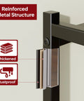 Close-up of the reinforced metal structure of Space Saving 5 Tier Metal Shelving Unit With Self Leveling Feet Hella Sturdy Wire Rack Organizer For Garage Kitchen Pantry Closet Black.