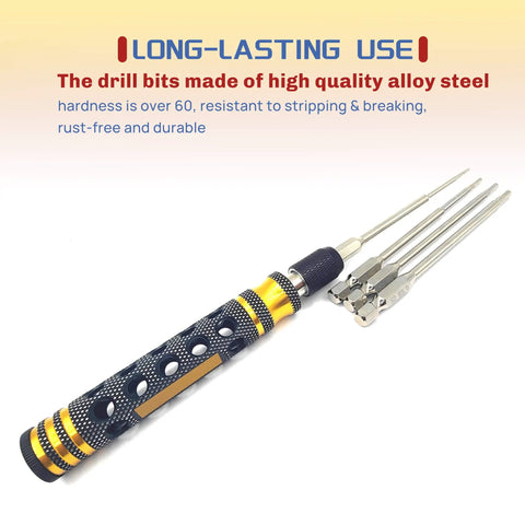 RC Model Repair Tools Kit 4 In 1 With One Quarter Inch Drive And Allen Keys 1.5mm 2.0mm 2.5mm 3.0mm with alloy steel bits