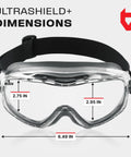 Anti Fog Safety Goggles with Premium Anti Scratch Coating and Lenses UV Shield, front view, 6.49x2.75x2.95 inches, adjustable strap