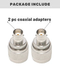 BNC Female To UHF Male PL259 RF Coaxial Adapter 2 Pack For CB Ham Radios, silver finish, on white background with label